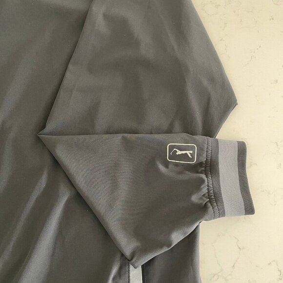 PGA Tour Performance V Neck LS Lightweight Poly Golf Windbreaker Top Blk Grey L - Picture 2 of 12